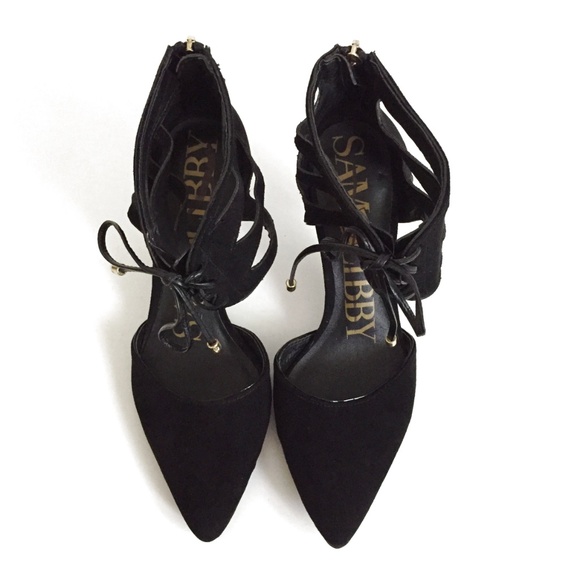 Black Sam & Libby Leather Gladiator Heel Shoe 7 - Picture 5 of 6